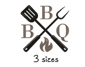 Barbecue embroidery design, kitchen embroidery design machine, towel embroidery pattern, file instant download, cook embroidery design