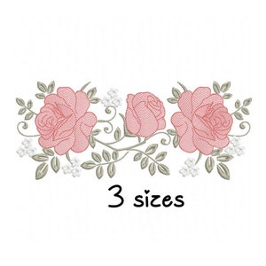 Trio Roses embroidery designs, flowers embroidery design machine, floral embroidery pattern, file instant download, towel embroidery design