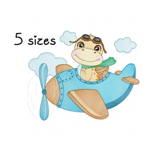 Dino Plane1 embroidery design, newborn embroidery design machine, dinosaur embroidery pattern, file instant download, baby embroidery design