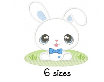 Bunny Boy Applique embroidery design, Easter embroidery design machine, Rabbit embroidery pattern, file instant download, Happy easter