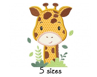 Giraffe Applique embroidery designs, Animal embroidery design machine, zoo embroidery pattern file, instant download, baby embroidery design