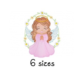 Angel Girl Floral embroidery design, baby embroidery design machine, newborn embroidery pattern, file instant download, Baptism embroidery
