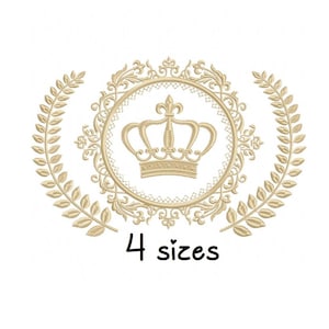 Motif de broderie de branche de couronne, machine de conception de broderie nouveau-né, modèle de broderie bébé, téléchargement instantané de fichier, motif de broderie de serviette