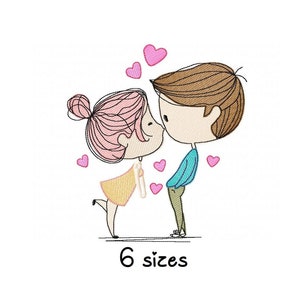 Cute Couple embroidery design, love embroidery design machine, wedding embroidery pattern file instant download, sweetheart embroidery