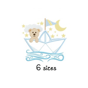 Bear Boat embroidery designs boys embroidery design machine Sailor embroidery pattern file instant download baby embroidery baby design