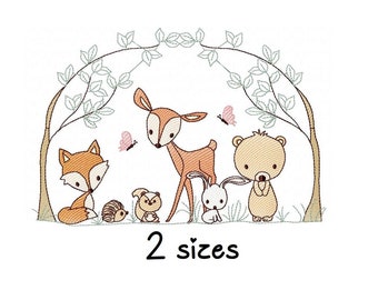 Forest Animals embroidery design, Baby embroidery design machine, Animals embroidery pattern, file instant download, Newborn embroidery