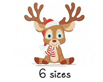 Cute Santa Deer embroidery design, Christmas embroidery design machine, Santa Claus embroidery pattern, file instant download, Xmas Design