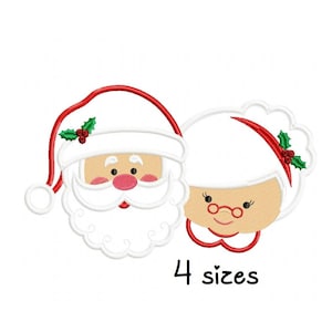 Santa and Mrs Claus embroidery design, Christmas embroidery design machine, Kids embroidery pattern, file instant download, Holiday design