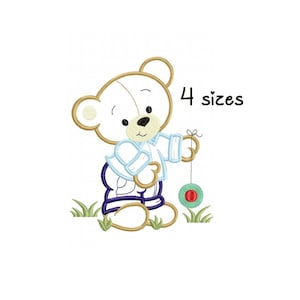 Cute Bear embroidery design, boy embroidery design machine, teddy bear embroidery pattern file, instant download baby embroidery baby design