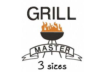 Grill Master Stickdatei, Küchen Stickdatei Maschine, Handtuch Stickmuster, Datei Sofort Download, Koch Stickdatei