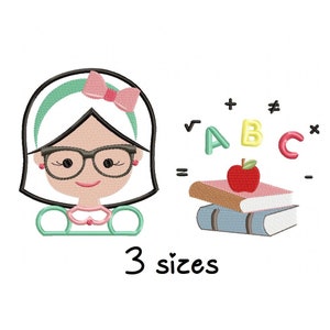 Teacher Applique 1 embroidery design, Student embroidery design machine, Kids embroidery pattern, file instant download, School embroidery
