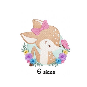 Deer Girl embroidery design, animal embroidery design machine, baby embroidery pattern, file instant download, baby embroidery design