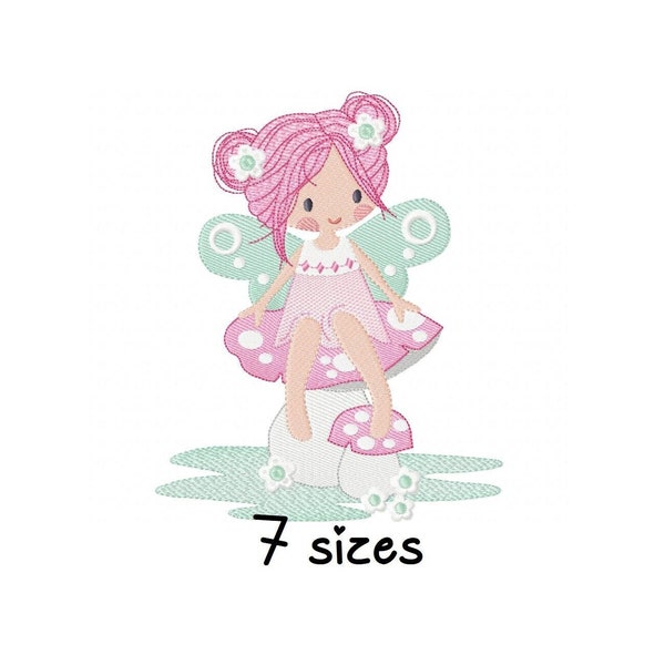 Mushroom Fairy embroidery design, girl embroidery design machine, baby embroidery pattern, file instant download, Newborn embroidery design