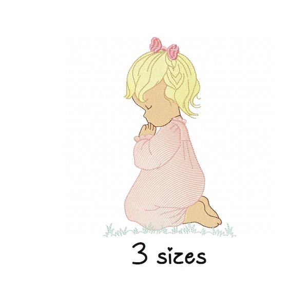 Girl Pray Fill Stitch embroidery design, baby embroidery design machine, newborn embroidery pattern,file instant download,Baptism embroidery