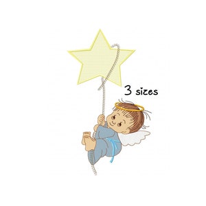 Angel Baby embroidery design, boy embroidery design machine, Newborn embroidery pattern, file instant download, baby embroidery design