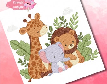 Cute Safari embroidery designs, Animals embroidery design machine, zoo embroidery pattern, file instant download, baby embroidery design