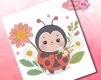 LadyBug embroidery designs, baby embroidery design machine, newborn embroidery pattern, file instant download, Kids embroidery