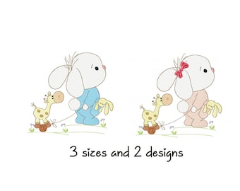 Süße Häschen-Stickerei-Designs Baby-Stickerei-Design Maschine Neugeborenen Stickmuster Datei sofortiger Download Baby Füllstich-Design