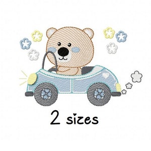 Bear Driver embroidery design, boys embroidery design machine, teddy bear embroidery pattern, file instant download, baby embroidery