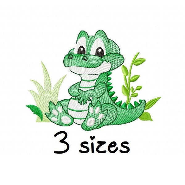 Niedliche Alligator Stickdatei, Tiere Stickdatei Stickdatei Maschine, Safari Stickmuster, Datei instant download, Baby Stickdatei