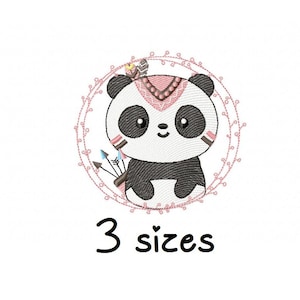 Panda Boho embroidery designs, Animals embroidery design machine, zoo embroidery pattern file, instant download, baby embroidery design