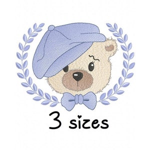 Bear Boy Hat embroidery design, newborn embroidery design machine, bear embroidery pattern, file instant download ,baby embroidery design