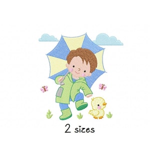 Boy Umbrella embroidery design, Baby embroidery design machine, Kids embroidery pattern file instant download, Newborn embroidery design