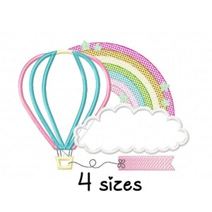 Balloon embroidery design, Baby embroidery design machine, newborn embroidery pattern, file instant download, Rainbow embroidery