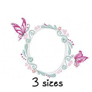 Frame Butterfly embroidery design, frame embroidery design machine, floral embroidery pattern, file instant download towel embroidery design