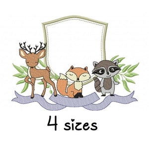 Forest Animals Frame embroidery designs, frame embroidery design machine, animals embroidery pattern file, instant download, baby embroidery