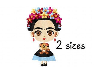 Cute Frida embroidery designs girl embroidery design machine Kahlo  embroidery pattern file instant download baby embroidery Frida design