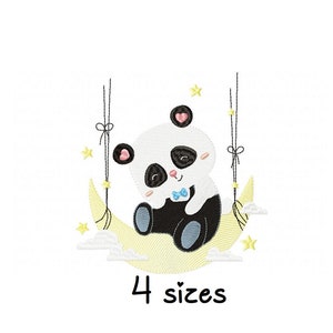 Cute Panda Boy embroidery design, Baby embroidery design machine, newborn embroidery pattern, file instant download, Animals embroidery