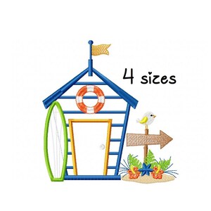 Beach House embroidery design, Summer embroidery design machine, towel embroidery pattern, file instant download, applique embroidery design