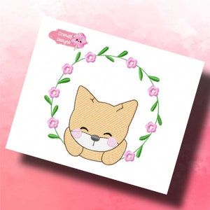 Cute Fox Flowers embroidery design, animals embroidery design machine, Newborn embroidery pattern, file instant download, baby embroidery