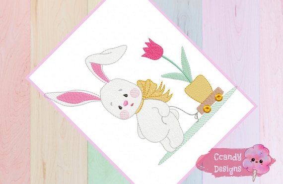 Bunny Tulip Embroidery Design Easter Embroidery Design - Etsy