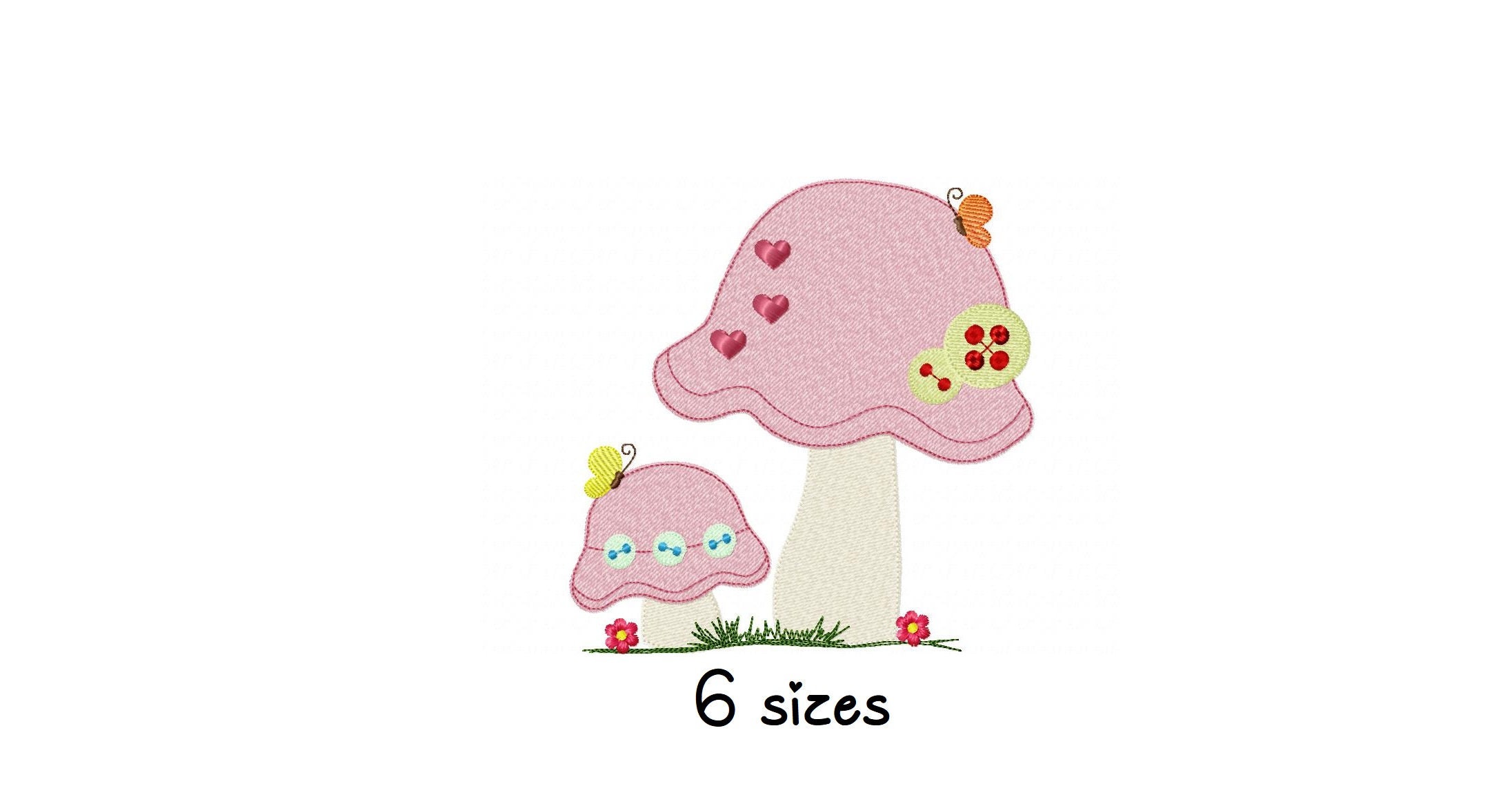 Cute Mushroom Embroidery Design Flowers Embroidery Design Etsy