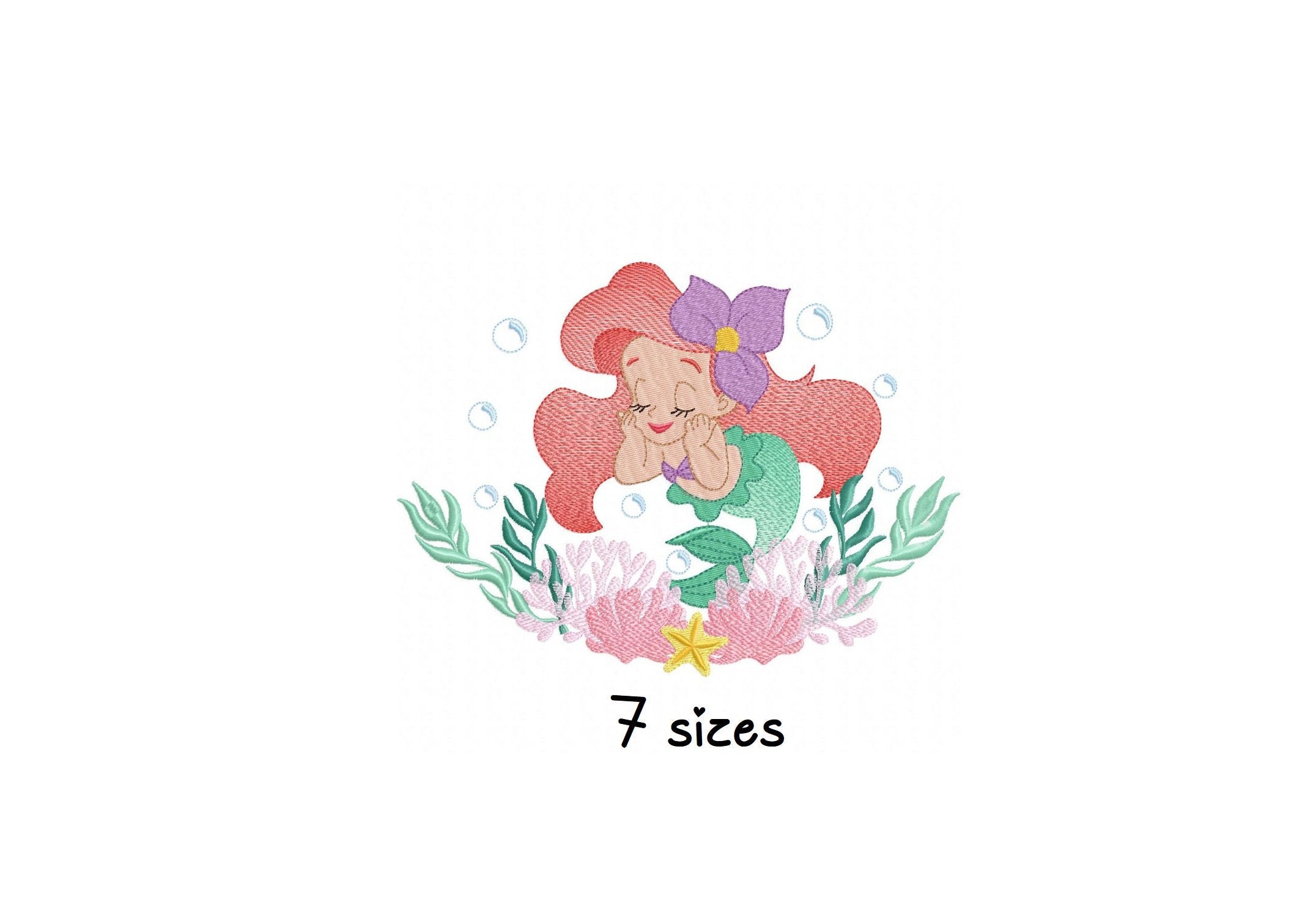 Ariel embroidery design, Disney embroidery design machine, Princess e…