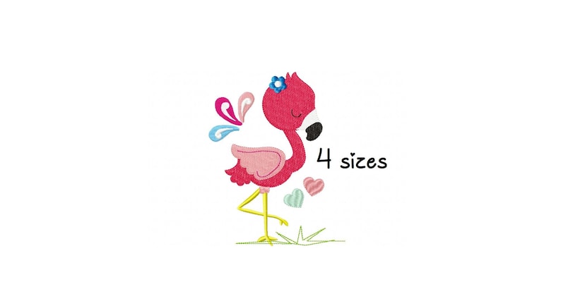 Cute Flamingo embroidery design baby embroidery pattern file instant download animals embroidery design machine Newbornembroidery desgin