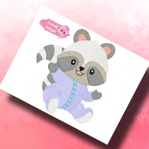 Raccoon Cute Boy embroidery design, Baby embroidery design machine, newborn embroidery pattern, file instant download, animals embroidery