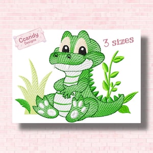 Cute Alligator embroidery design, animals embroidery design machine, Safari embroidery pattern, file instant download, baby embroidery