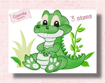 Cute Alligator embroidery design, animals embroidery design machine, Safari embroidery pattern, file instant download, baby embroidery