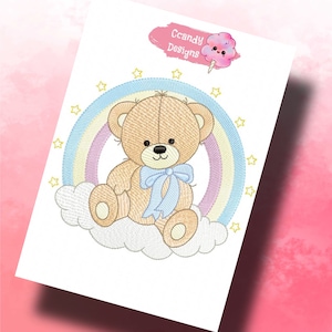 Bear Rainbow Lace embroidery designs Baby embroidery design machine bear embroidery pattern file instant download newborn embroidery design