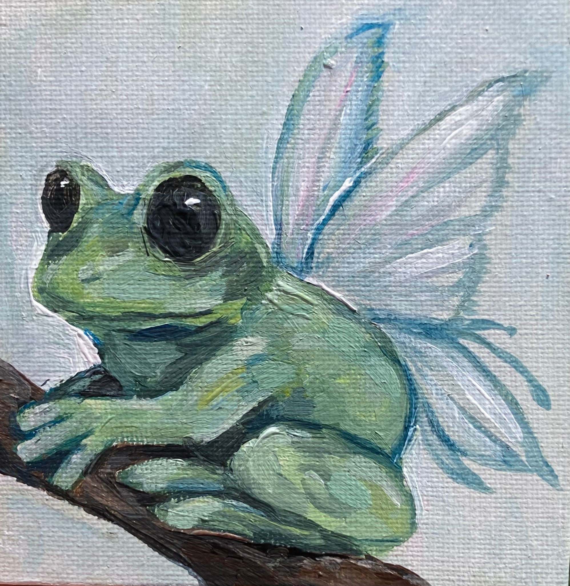 4 original painting fairycore frog mini acrylic painting | Etsy