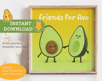 Avocado funny quote, Printable wall art, Instant digital download, Family Childrens, Office decor, Kids room decor, Nursery prints,  Kawaii