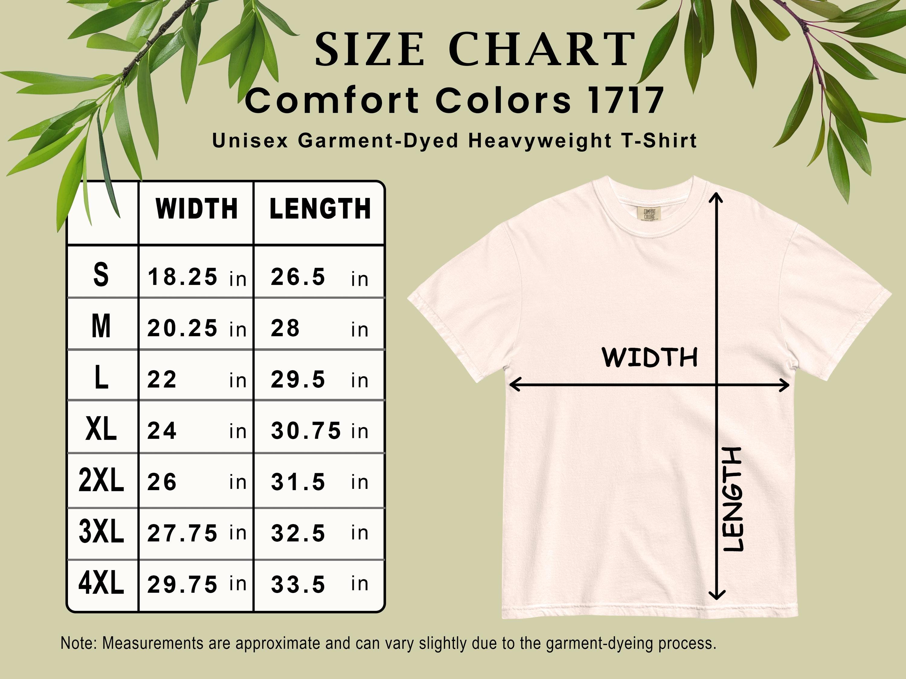 Size Chart Bundle T-shirts, Stanley Stella STTU169, Comfort Colors