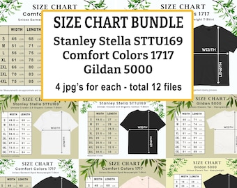 Size Chart Bundle T-shirts, Stanley Stella STTU169, Comfort Colors
