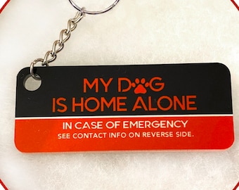 Pet Alert Keychain, My Pet is Home Alone Keychain, Emergency Pet Keychain