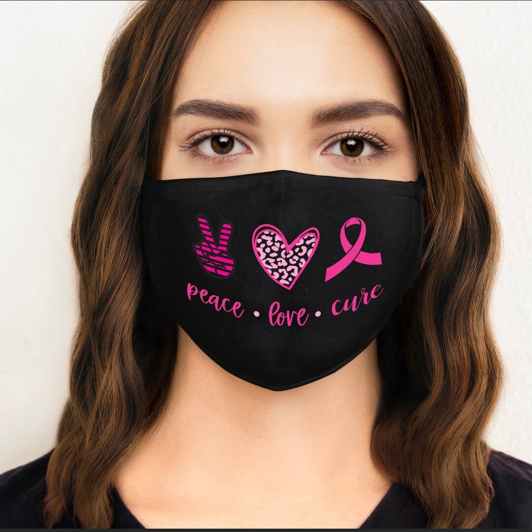 Peace, Love, Curebreast Cancer Face Maskships 12 Bus Days