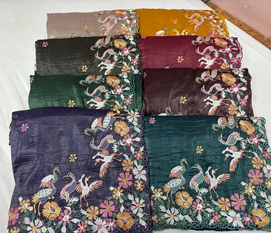 Women's A Pure Crush Silk Saree With Multi-colored Resham Thread Work ...