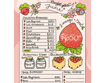 Strawberry Budget Sheet (Printable/Digital)